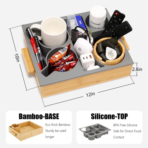 Couch Cup Holder, Silicone Couch Caddy with 360° Rotating Stand, Sofa Bed Org... - Picture 2 of 7