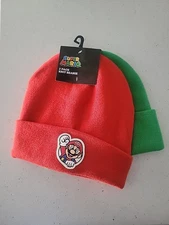 New Bioworld World Of Nintendo Super Mario & Luigi Knit Beanies 2 Pack Set