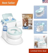 Realistic 2-in-1 Potty with Flushing Sounds Wipes Storage for Easy Training