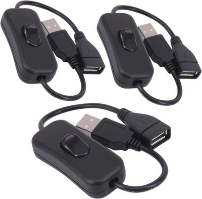 3 Pack Male to Female USB Cable with On/Off Switch USB Extension Inline Rocker