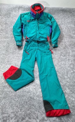 VINTAGE COLUMBIA BUGABOO One Piece Snow Ski Suit Teal, Red, And Purple| Size M