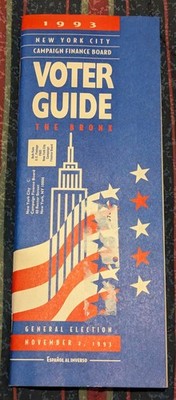 NYC Voter Guide, 11/2/1993, New York Citt General Election Bronx English/Spanish