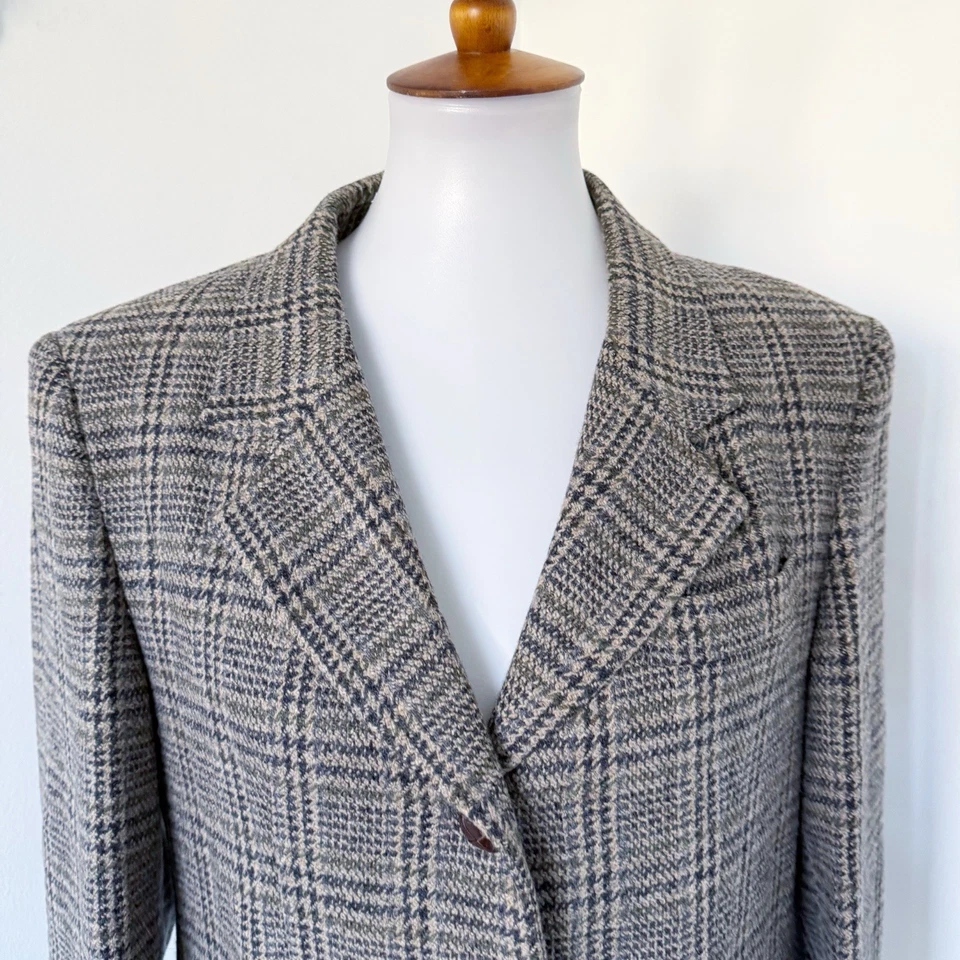 Vintage LL Bean Wool Tweed Blazer Academia English Countryside Plaid 10P Petite - Image 3 of 4