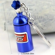 NOS Bottle Aluminum Pill Keychain Waterproof Holder Medicine Container