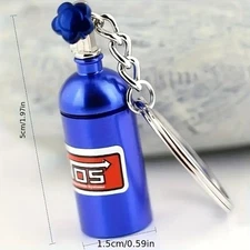 NOS Bottle Aluminum Pill Keychain Waterproof Holder Medicine Container