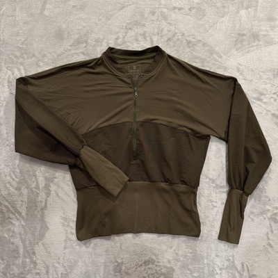 Qeep Up Throwback Half-Zip Sweatshirt Womens Large Green 1/4 Zip Lightweight