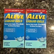 Aleve Pain Reliever & Fever Reducer NSAID (160Total)  Gelcaps Soft Grip Cap X2