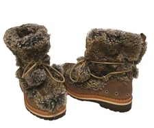 Womens Sz 8M Sam Edelman Blanche Fashion Boots Brown Faux Fur / Suede Boho