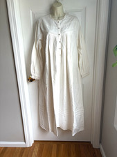 Eileen West Nightgown sz S M Heirloom Vnt NEW White Flannel Pintucked Lace Trim