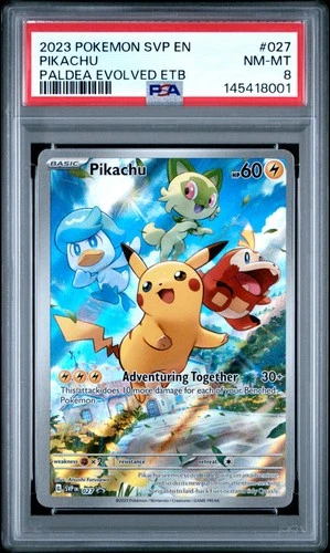 2023 POKEMON SVP EN-SV BLACK STAR PROMO #027 PIKACHU PSA 8