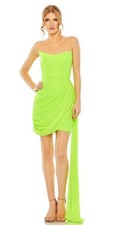 Mac Duggal Ieena 56005 Strapless Ruched Faux Wrap Dress Lime - Size 2