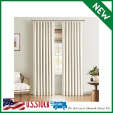 40" W x 96" L Pack of 2 Pinch Pleated Blackout Curtains 96 Inches Long, Linen Bl