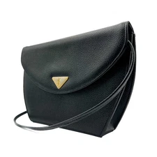 Saint Laurent Leather Crossbody Shoulder Bag YSL Cassandra Black Gold Authentic