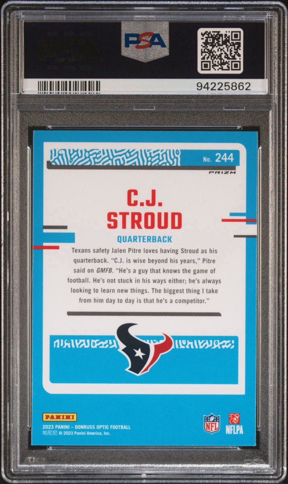 🔥💎 2023 PANINI DONRUSS OPTIC HOLO #244 CJ STROUD RC PSA 10 💎🔥 view 2