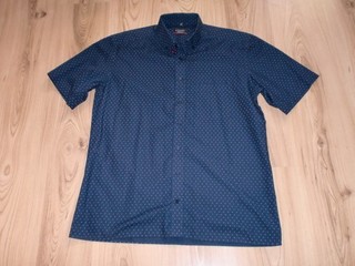 Eterna Herren Hemd Gr. 42 Blau mit Muster Kurzarm