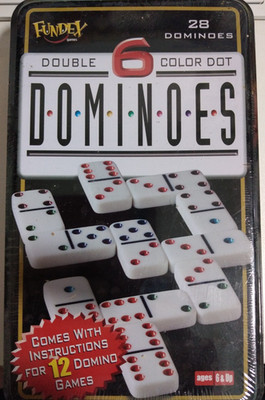 Fundex - Doppel 6 Farbpunkt Dominos - Neu versiegelt in einer Dose.
