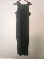 Vintage Y2K New Years Eve Beaded Black Dress Laurence Kazar 100% Silk Size M