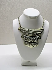 chunky eben bib warm silver toned choker color silver