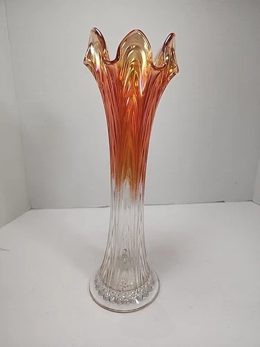 Beautiful Marigold Carnival Glass Vase  11" Unmarked Fenton??