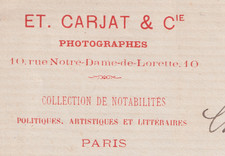 Étienne CARJAT - Lettre autographe signée à Henri de Bornier