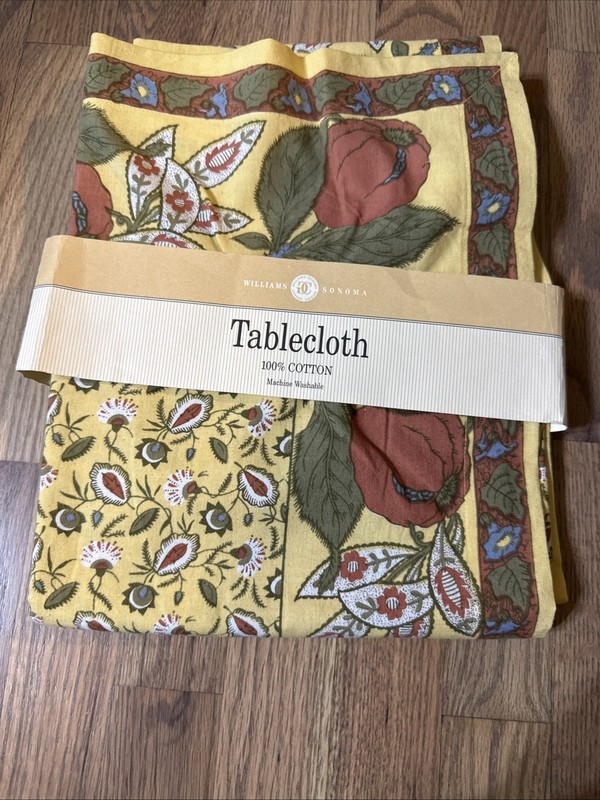 Vintage Williams Sonoma Provence French Tablecloth 70 x 70 Yellow Floral New