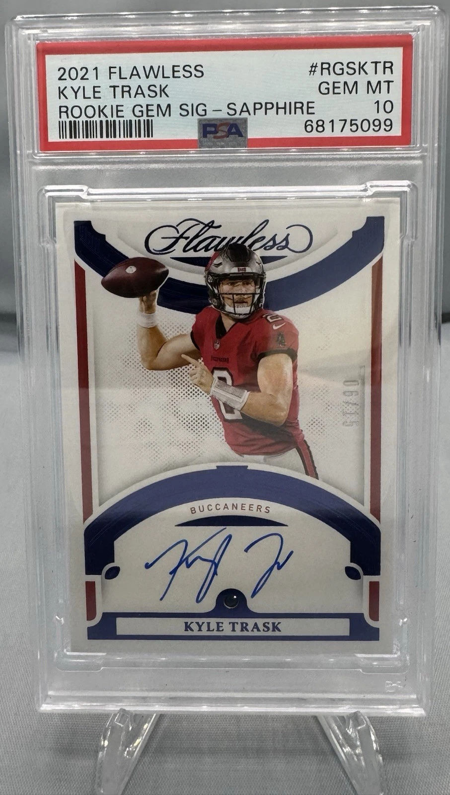 Kyle Trask Panini Flawless Rookie Gems Signatures #RGSKTR Sapphire