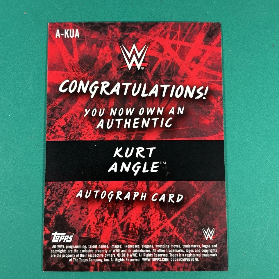 2018 Topps WWE Road To Wrestlemania Kurt Angle  Auto Autograph - Image 2 of 2