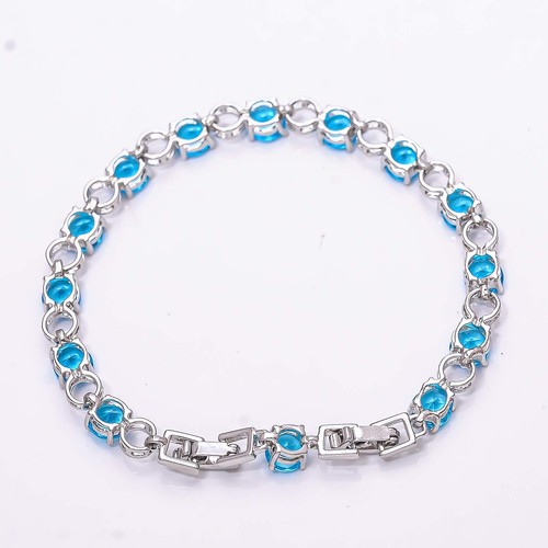 London Blue Topaz 925 Sterling Silver Tennis Bracelet 7.99" B_9730_687_37 - Picture 4 of 5