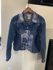 Vtg Bedazzled Cropped Denim Jacket 80s City Girl Womens 4 Jewels Usa Western