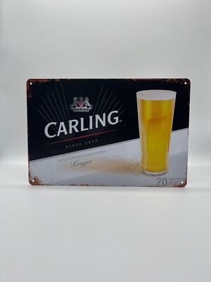 Blechschild Carling 20x30cm Nostalgie Retro Reklame Vintage Bier Deko Geschenk