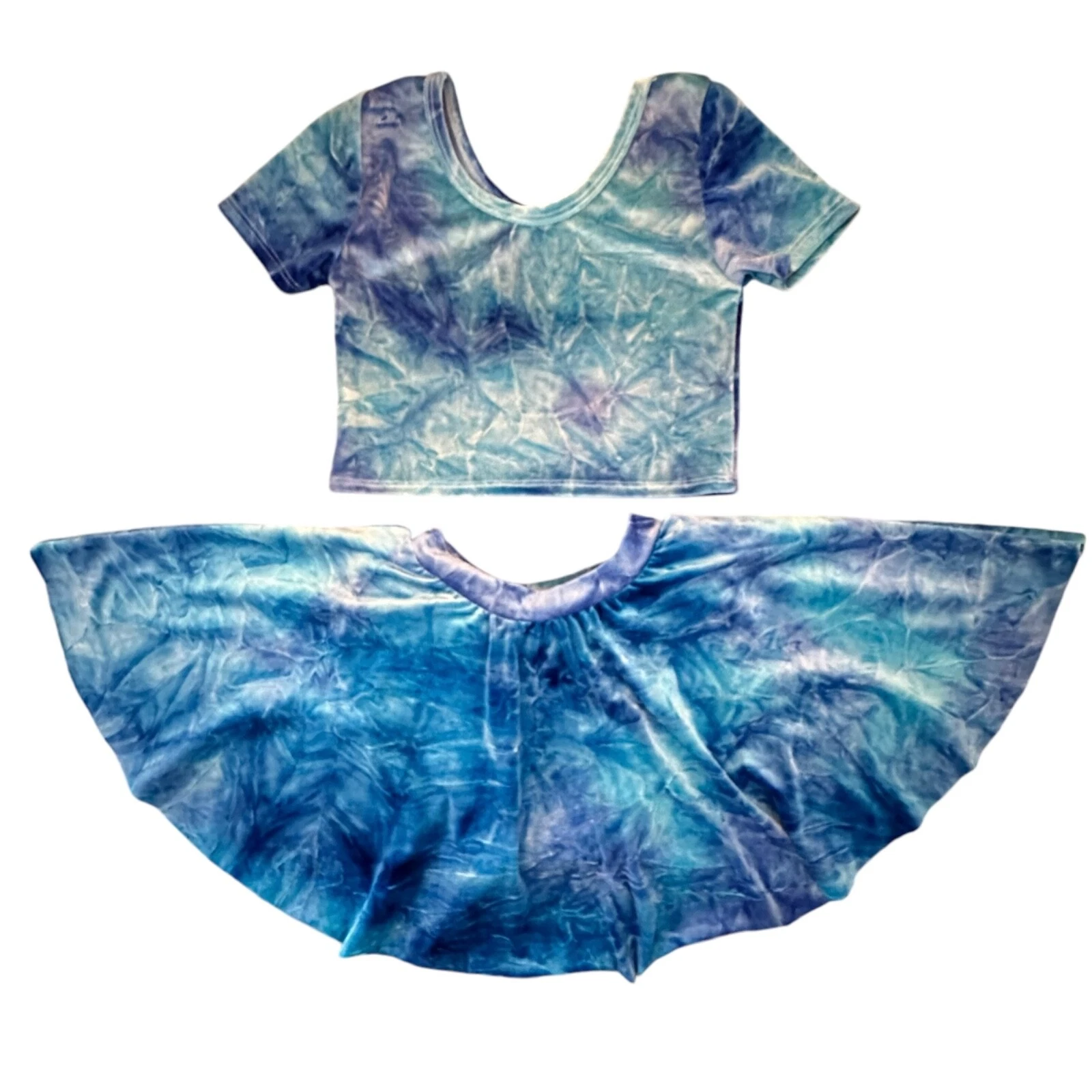 Wild Rich Kids 2 Piece Outfit Girls Size 11/12 crushed blue purple velvet tie dy