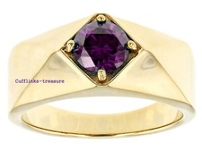 Natural Amethyst Gemstone Gold Plated with 925 Sterling Silver Ring 79