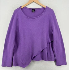 EILEEN FISHER Sweater XL Wool Angora Blend Layered Asymmetric Purple Vintage