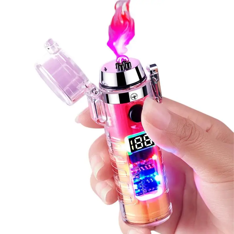 Windproof Lighter Electric Flashlight Transparent Plasma Waterproof