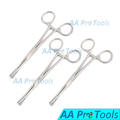 3 Body Piercing MINI Slotted 6'' Pennington Clamp Forceps Tongue Belly Nose