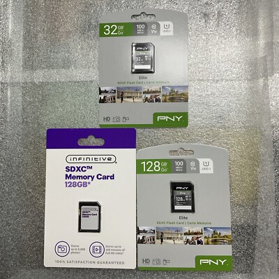 *BUNDLE* PNY 128 GB SDXC, Infinitive SDXC 128gb Flash Card, 32gb PNY Flash Card