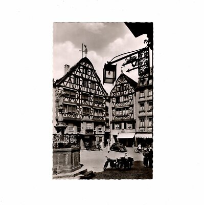 Postcard Bernkastel-Kues on the Moselle/market with St. Michael's fountain