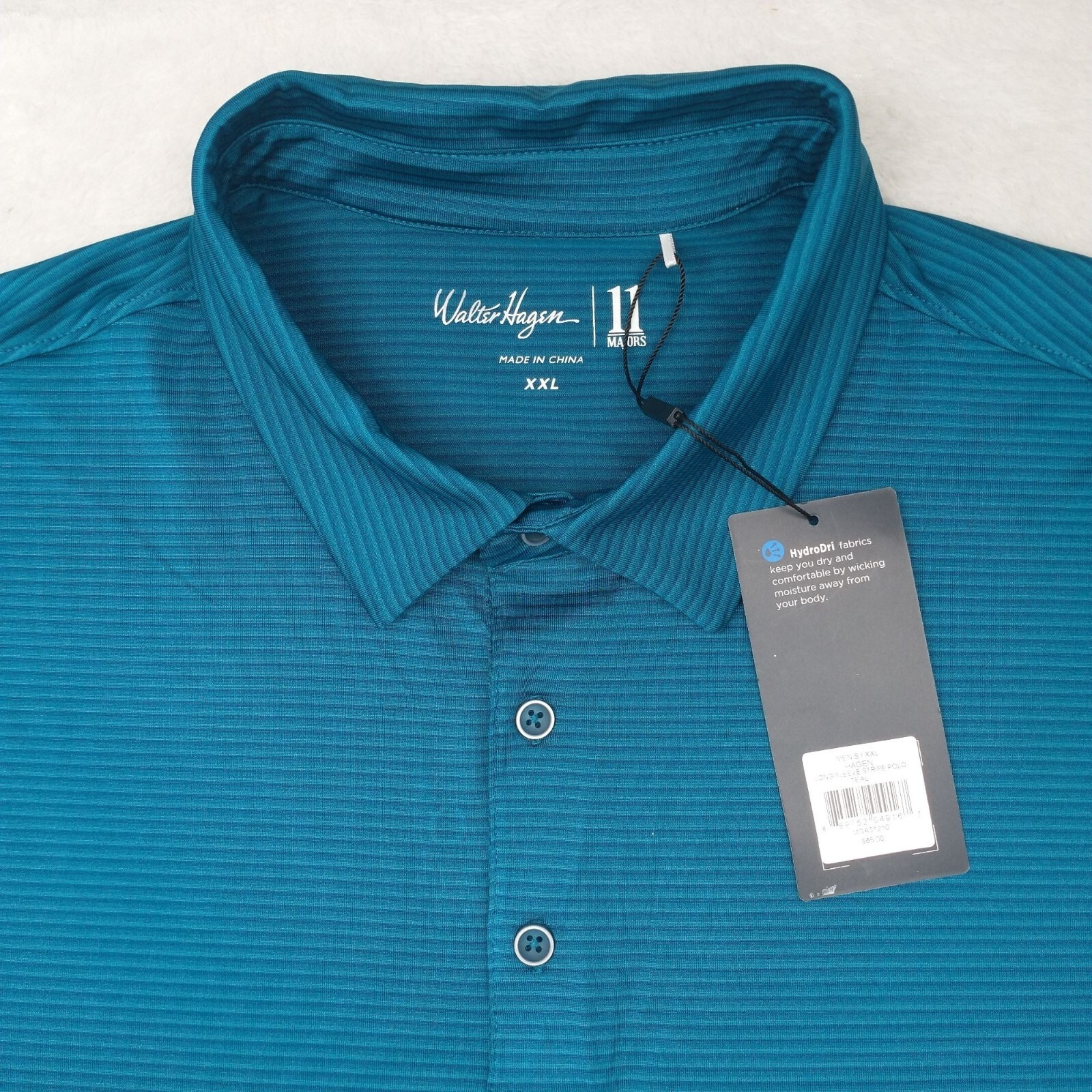 New Walter Hagen Mens 2XL Green Performance Stripe Long Sleeve Golf Polo Shirt eBay