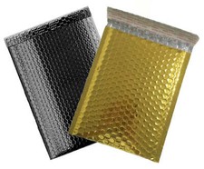 Metallic Glamour Bubble Mailers Bag Black & Gold #0 #2 #5 6x10 8.5x12 10.5x16"