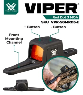 Vortex Optics Viper SG Enclosed Micro Red Dot Sights, 3 MOA Red