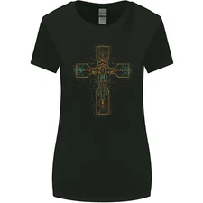 A Circuit Board Cross Gothic Goth Techy Womens Wider Cut T-Shirt