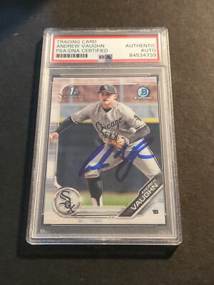 ANDREW VAUGHN Signed 2019 Bowman Chrome Draft BDC-100 White Sox Auto PSA/DNA C