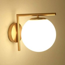 Applique da Parete Attacco G9 Sfera Vetro e Oro Lampada Design Moderno Interni