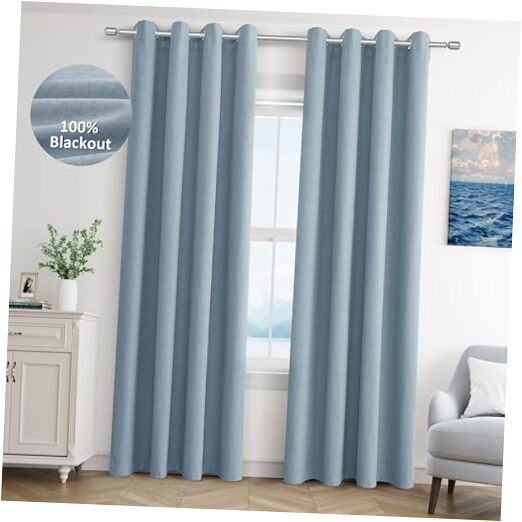 Linen Blackout Curtains 84 Length 2 Panels Set for 52