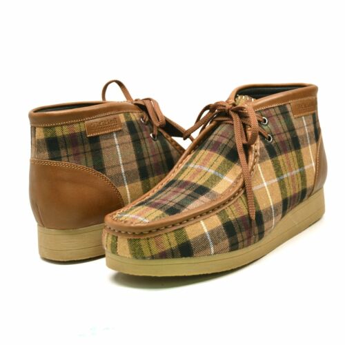 NEW British Walker Mens Shoes Wallabee Style New Castle Leather Print Tan Brown