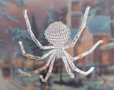 Silver Christmas Spider Handmade Realistic Beaded Ornament With Legend 