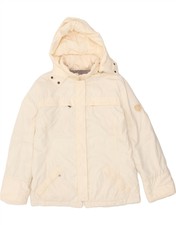 Conte Of Florence Womens Hooded Padded Jacket It 46 Large Beige Polyester Br06