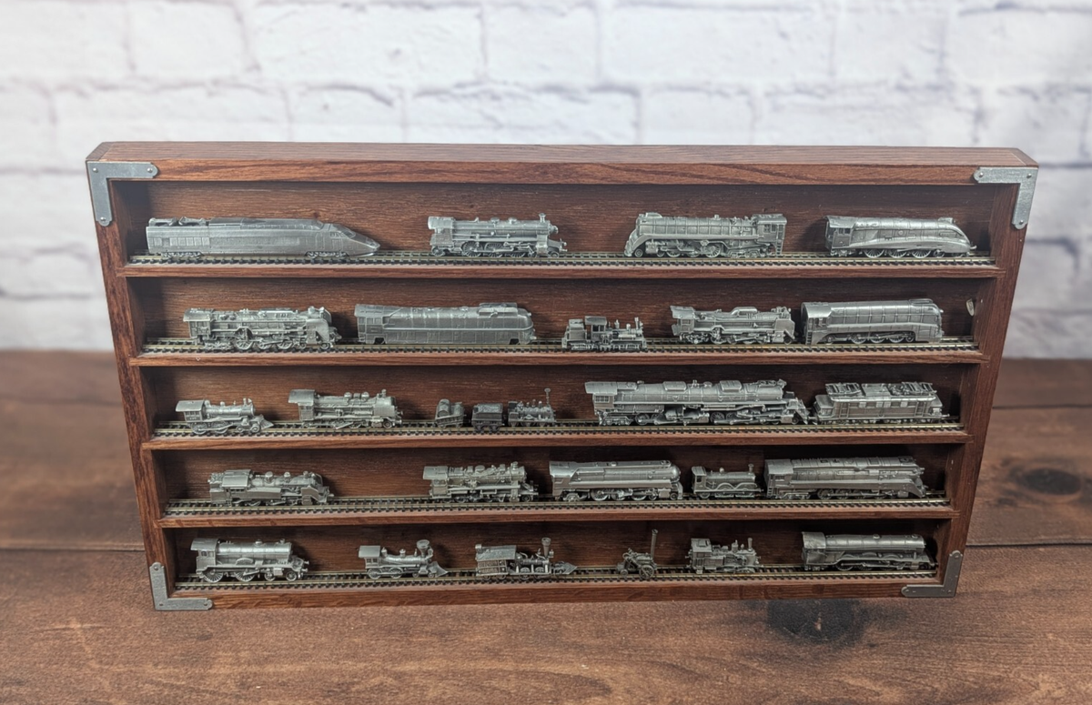 Western 1987年 The Franklin Mint 製 Franklin Mint Pewter Train Set w/ Wood Display World's Greatest
