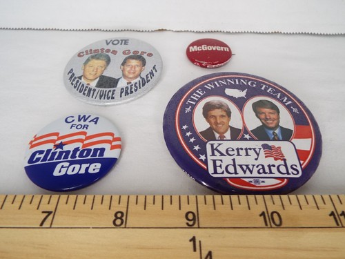 Clinton Buttons Presidential Campaign Buttons Lot of (4) Clinton/Gore, Kerry/Edwards ...