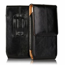Universal Large Vertical Leather Holster Belt Clip Cell Phone Carry Case Pouch